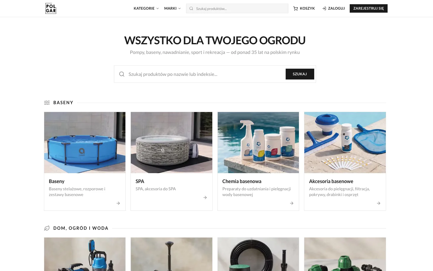 Polgar B2B - desktop view
