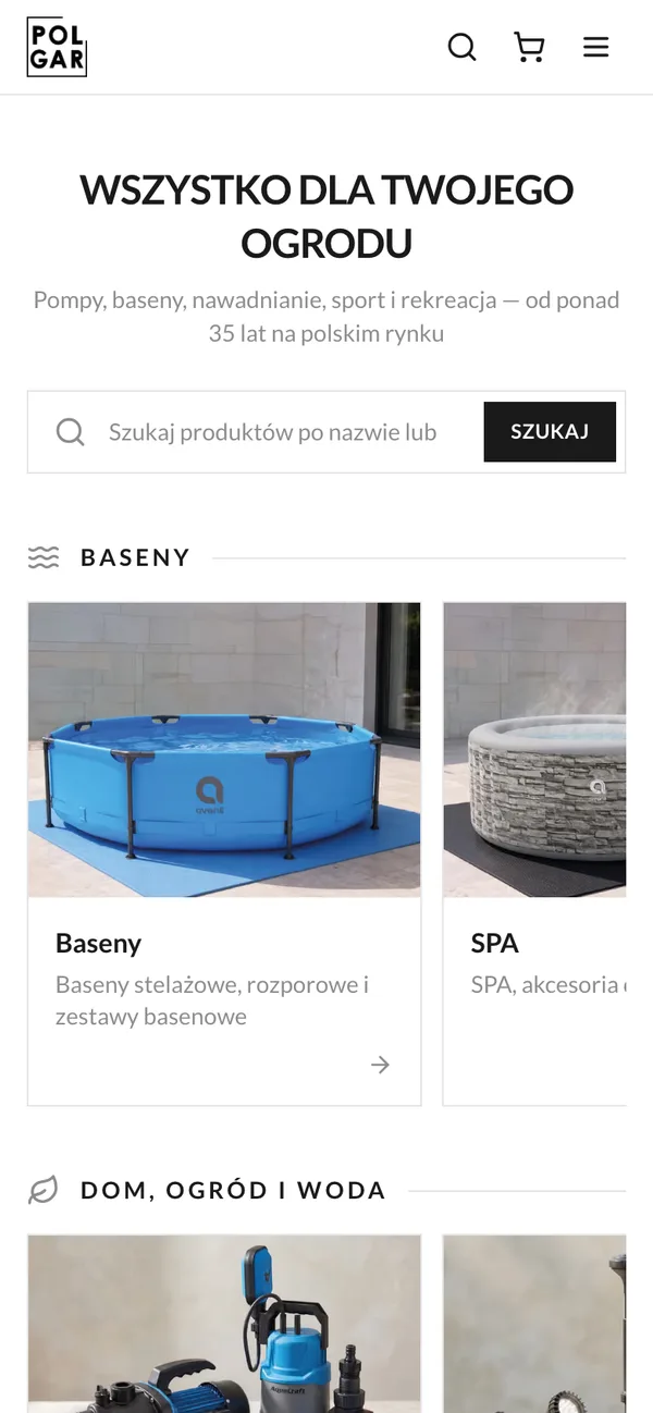 Polgar B2B - mobile view